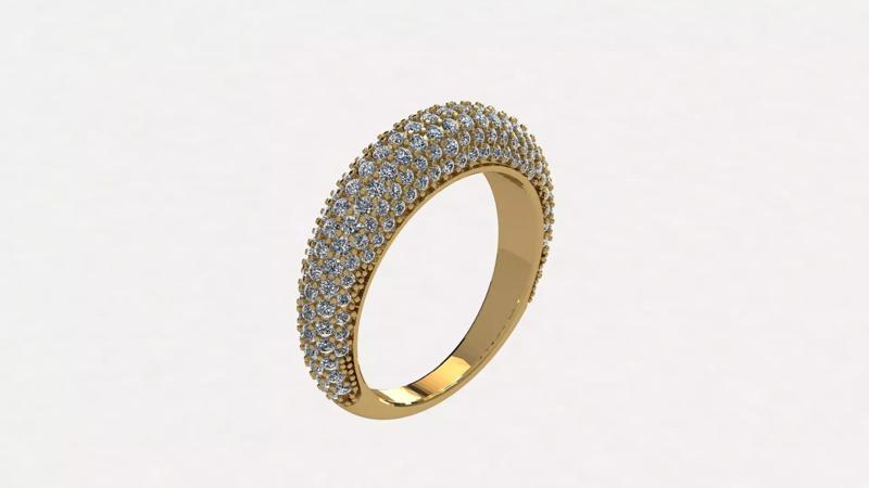 Dome Diamond Paved Ring  16 3mm