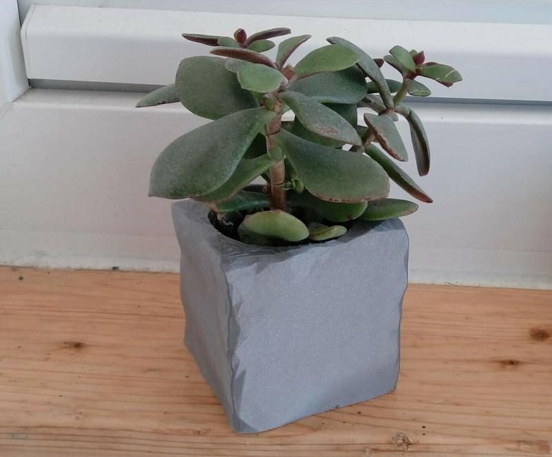 Flower pot or pen holder, granite paving stone