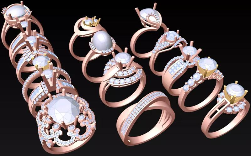 15  Womens Ring - Collection 3d Ring Jewellery Models bulk- AW02