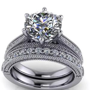2Carat Diamond Solitaire milgrain Bridal Wedding Ring 3DModel