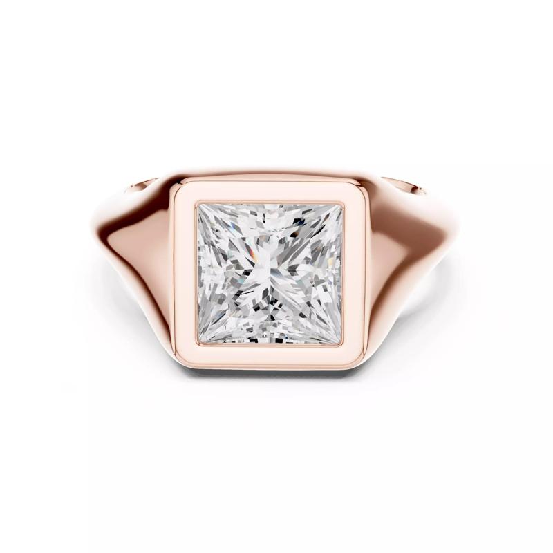 Solitaire Bezel Set Princess Cut Diamond Taper Shank Ring Video