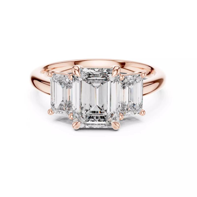 Emerald Trio Solitaire Ring 3dm stl renders animation videos