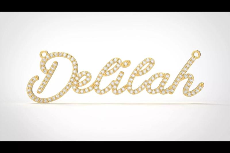 Model 544 Delilah Name Plate Diamond Pendant