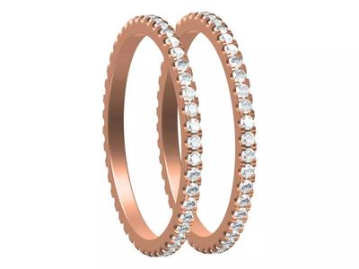 Band-03 two rose gold plated rings with diamonds