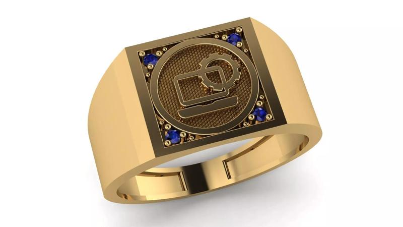 IT Graduation Ring - Information Technology with gems