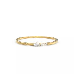 Asymmetrical Marquise Diamond Ring Round Zircon Minimalist Band