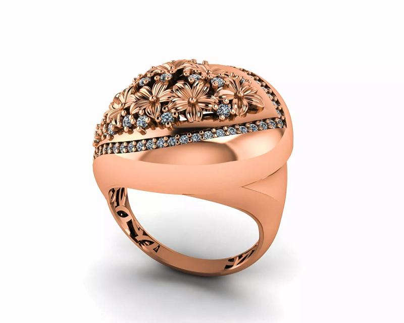 Flower Bookey High Jewelry Italian Cocktail Diamond Ring