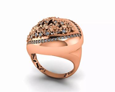 Flower Bookey High Jewelry Italian Cocktail Diamond Ring