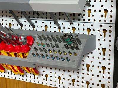 Screwdriver Bit Holder Element System Pegboard