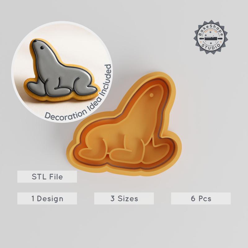 Seals Cookie Cutter & Stamp Set, Animal Sea Wildlife, Marine Wild, Ocean Mammals, 6-Piece Pack, S/M/L Sizes