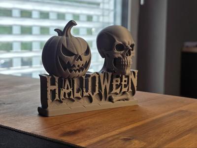 Halloween Pumpkin & Skull Sign Decor