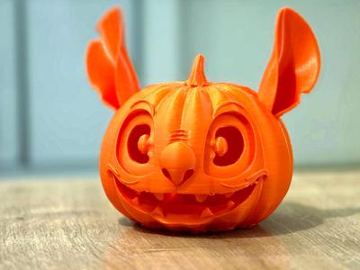 Halloween Stitch pumpkin lantern tealight