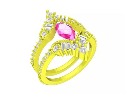 6932 Pink Marquise Diamond Women Ring