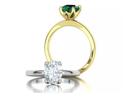 9x7 Oval Stone Zoe Solitaire Ring 4claw setting 3Dmodel