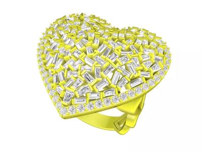7413 luxury diamond straight baguette heart women ring