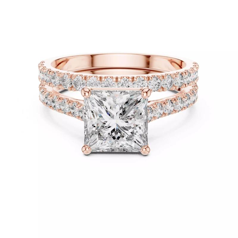 7mm Princess Cut Diamond stacking Wedding Ring Set 3DM STL Video