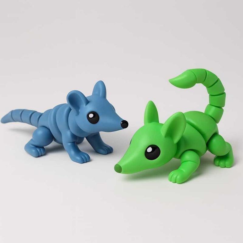 Color Pop Armadillo Duo – Stylized Animal Figures in Blue & Green | Toy Decor or STL Download