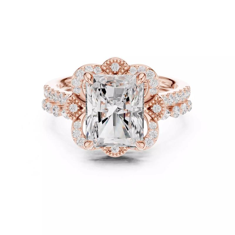 Radiant Cut Diamond Marquise Wedding Ring Set 3DM STL Video