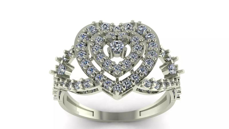 Proposal Heart Diamond Ring 3d Printable Model