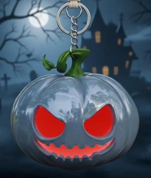 Pumpkin Head Keychain - Glowing Jack-o'-Lantern - Halloween - Ready to Print