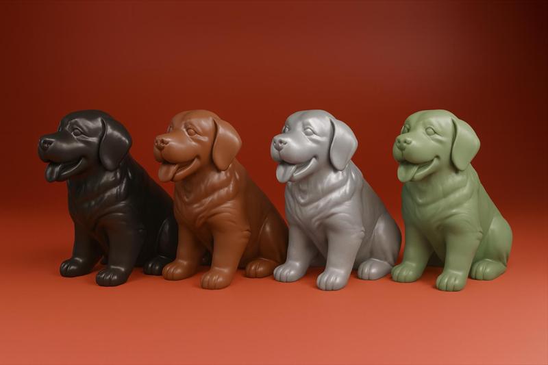 Golden Retriever Dog 3D Model STL - Sitting Pose