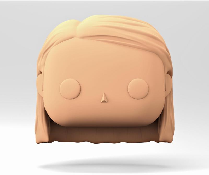 A female head in a POP style. Short straight hair. WH_1-3