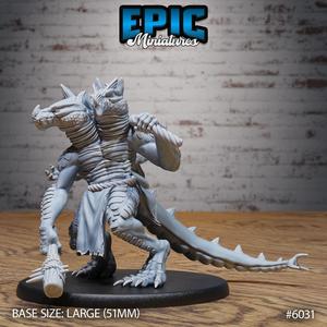 Lizard Folk Ettin Sack / Two Headed Reptilian / Lizardfolk Warrior / Lizard Men Humanoid / Draconic Fighter / Reptile Beast Encounter
