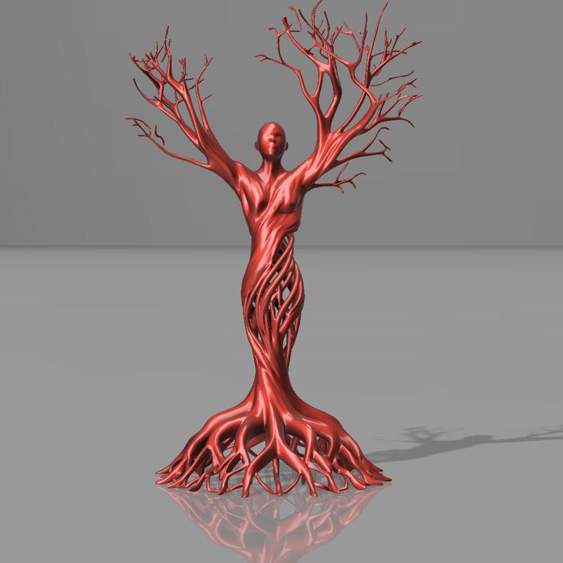 Whisper of Trees - Organic Human Tree Sculpture - "Roots and Rise" Modern Art 3D Print Model