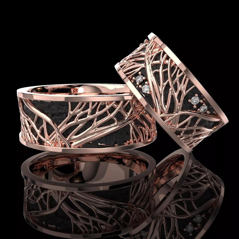 Jewelry wedding ring tree branch 8mm US 5-12 sizes Printable STL