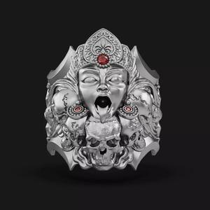 Kali goddess ring with skulls