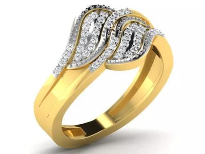 Light Weight Yellow Gold Diamond Ring  -DR-6287