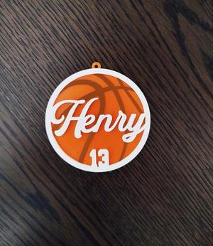 Basketball bag tag with name and number - Henry