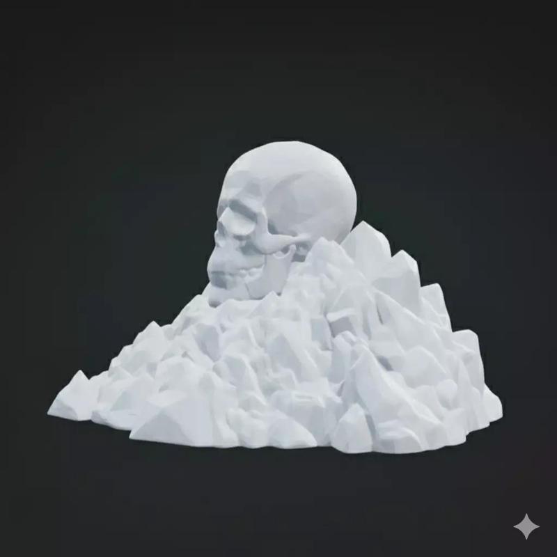 Skull on Mountain 3D Model Realistic Decorative Sculpture