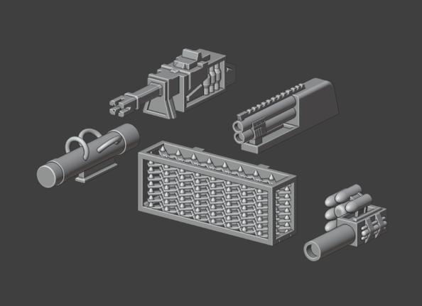 Gaslands Highway Patrol Weapons STL | 3D Printable Upgrade Bits for Post-Apocalyptic Car Combat Games