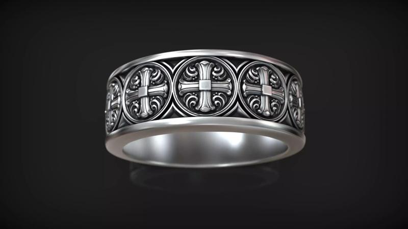 Maltese Cross Medieval Ornament Gothic Wedding Band