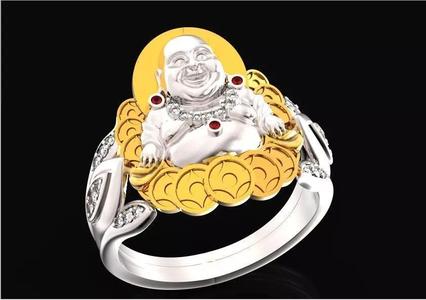 lucky smiling buddha ring with coins 739