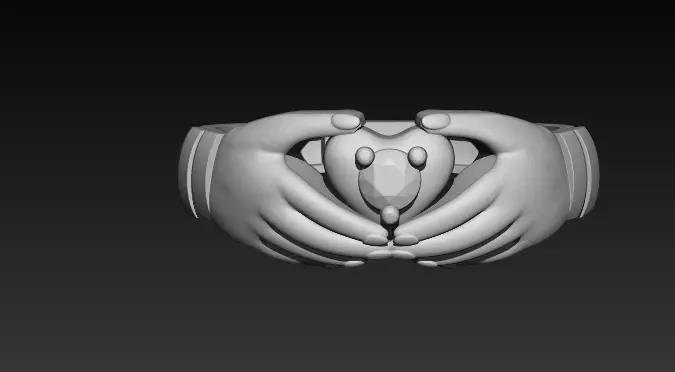 Lovely 22 Karat Yellow Gold Hand Holding Finger Ring