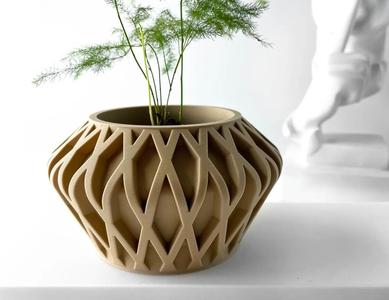 The Suvan Planter Pot with Drainage: Tray & Stand Included | Modern and Unique Home Decor for Plants and Succulents | STL File   
