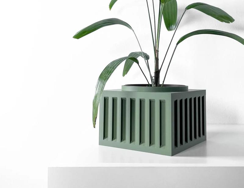 The Larix Planter Pot with Drainage: Tray & Stand Included | Modern and Unique Home Decor for Plants and Succulents | STL File   