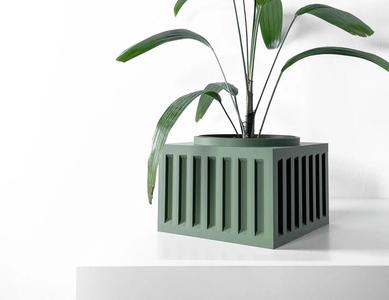 The Larix Planter Pot with Drainage: Tray & Stand Included | Modern and Unique Home Decor for Plants and Succulents | STL File   