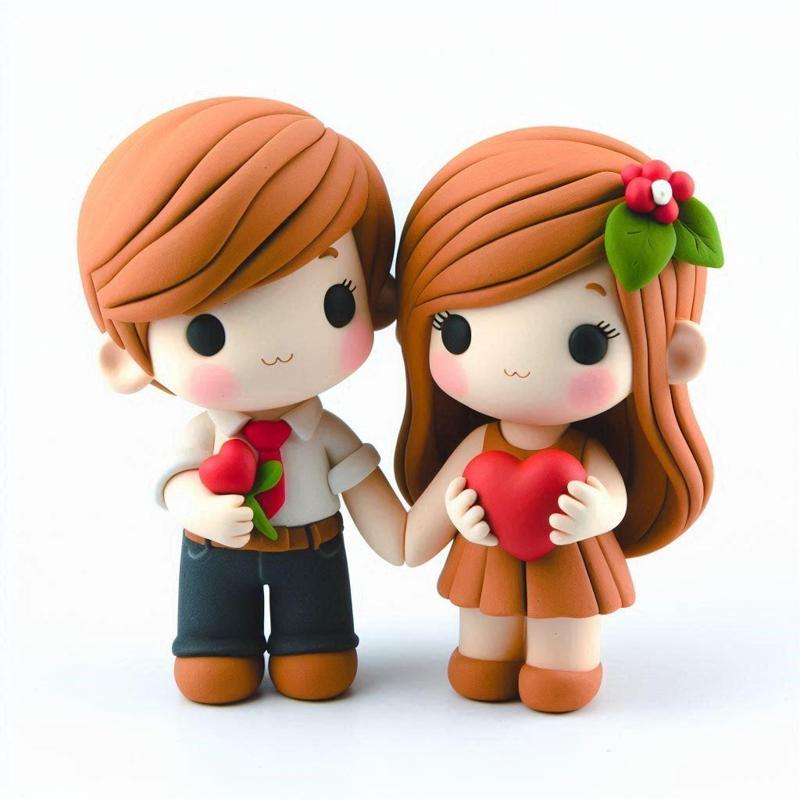 Valentine's Day Cute Couple 3D Print – Boy and Girl Holding Hands, Romantic Gift, Decorative Figurine