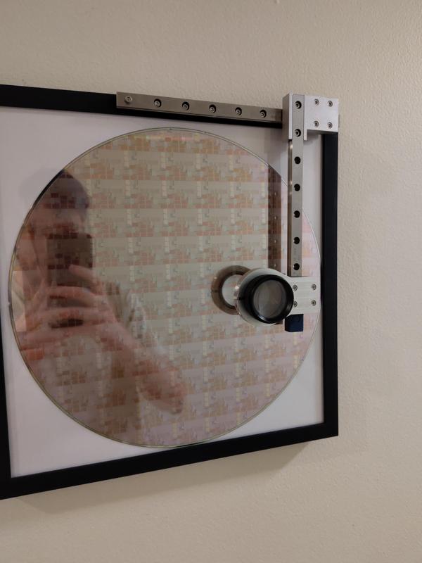 Lens holder for silicon wafer art frame