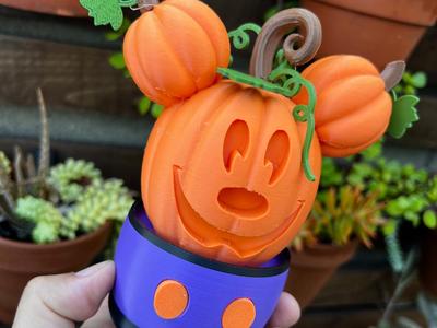 Potted Mickey Mouse Halloween Pumpkin Decoration