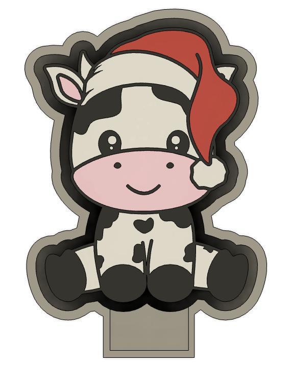 Cute Christmas Cow Car Freshie Silicone Mold Housing