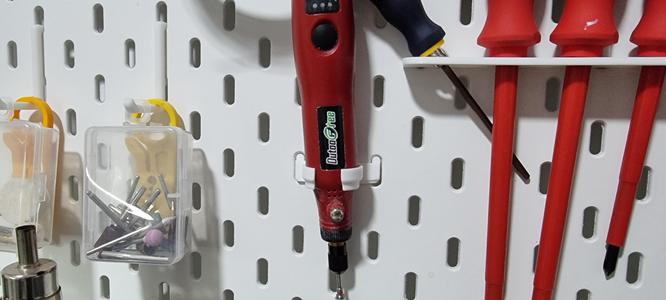 IKEA Pegboard mini drill holder