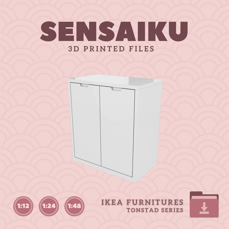 Miniature Replica 08. TONSTAD Cabinet with Doors 32 In for Miniature Dollhouse - IKEA - 3D Print Instant Download