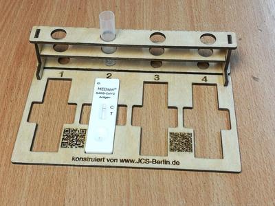 Holder for 4 covid quickcheck tubes / Halter für 4 Corona Qicktests (MEDsan SARS-CoV-2 Antigen Rapid Test) Laser Version