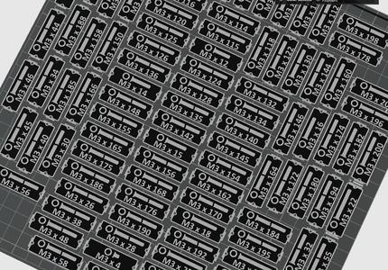 Gridfinity Bin Labels Flat-Head cap screw hex socket ISO 10642 former DIN 7991 M2.5, M3, M4, M5, M6, M8, M10, M12, M14, M16, M18, M20