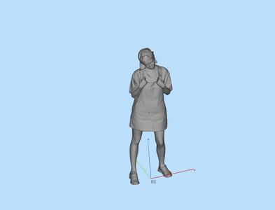 Miniature figure female hand grabbing coat