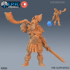 Norse God Heimdall Horn ‧ DnD Miniature ‧ Tabletop Miniatures ‧ Gaming Monster ‧ 3D Model ‧ RPG ‧`DnDminis ‧ STL FILE